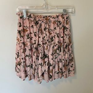 Flowy light pink MINKPINK skirt, tiger/floral print